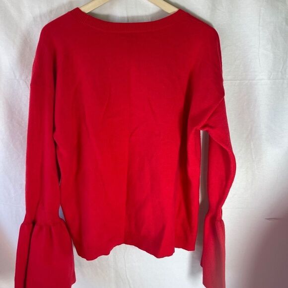 Halogen True Red Bell Sleeve Scoop Neck Sweater Sz XL - Picture 3 of 7